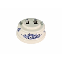 Выключатель двухрычажковый, цвет fiori viola (синие цветы), тумблер серебро